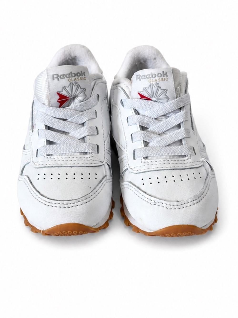 Reebok Classic Leather Toddler Sneakers White Gum Sole Size 5.5 boys girl unisex